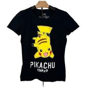 Women's | Pokemon | Black Pikachu Short Sleeve T-Shirt Tee Top - XS