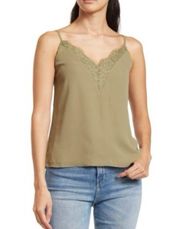 Melrose And Market Nordstrom NWT Lace Trim Adjustable Olive Green Camisole Top S