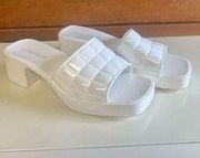 Olivia Miller Slip On-Block Heel Sandals White Sz 8