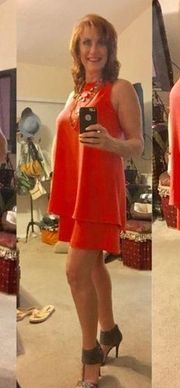 Lila Rose Size:8 Women's Lined Cocktail  Halter Dress Double Layer Orange