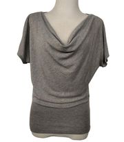 HeartSoul -  Lace Back Draped Scoop Neck Gray Knit Lightweight Sweater - Medium