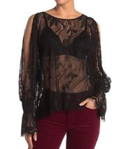 Johnny Was Jade Cecile Lace Cold Shoulder Blouse Black