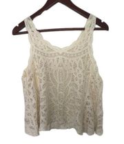 Nabee White Cream Ivory Lace Tank Top Blouse Size Women’s Large Boho Western