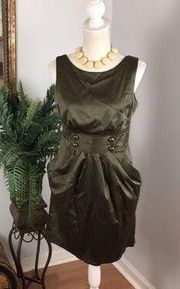 TEEZE ME Womens Olive Green Sleeveless Short Fit + Flare Dress Juniors 9 Pleated