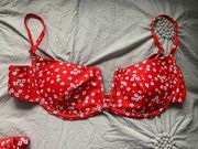 Red Flower Bathing Suit Top