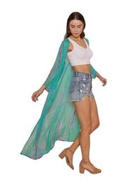 Anthropologie Raga Marte Tie Dye Green Sheer Duster Kimono  NWT Sz S $130