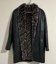 Andrew Marc Vintage rabbit fur genuine leather coat jacket