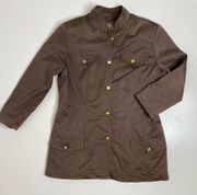 St. John Sport Brown Button Down Military Blazer Mandarin Collar M