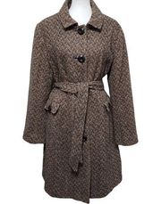 Apt. 9 brown tan herringbone wool belted coat size xl