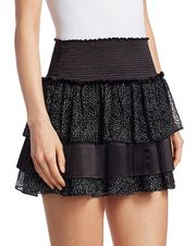 Beckie Ruffled Micro-Dot Mini A-Line Skirt