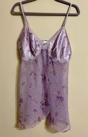 Vintage Y2K Purple Lilac Sheer Lingerie Slip Top Women’s Medium