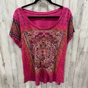 Lucky Brand Pink Persian Carpet Boho Graphic Tshirt Plus Size