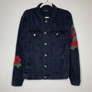 Pacsun Women’s Size Medium Black Denim Embroidered Jacket