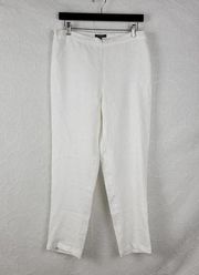 For Cynthia Womens Pants Size PM White Linen Cropped Lightweight Side Zip NEW