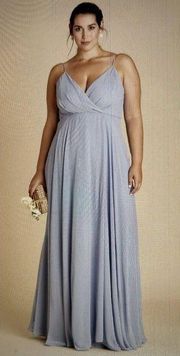 BIRDY GREY Kaia Dusty Blue Chiffon Dress Gown Bridesmaid Prom Formal Size L