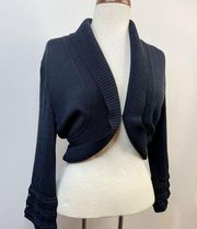 St John Sport Black Santana Knit Cropped Bolero Jacket womens M