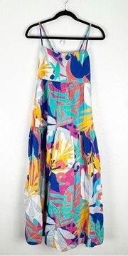 J. CREW Multicolored Floral Back Tie Sleeveless Lined Pockets Dress, Size 10