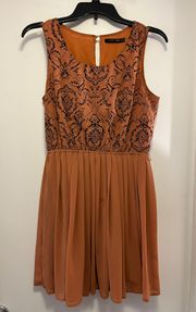 Burnt Orange Dress with Black Details - Size Medium