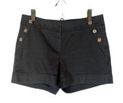 White House Black Market Black Button Detail Cuffed Shorts Women Sz 8