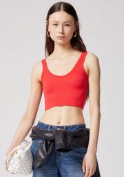 Seamless Ribbed Crop Tank Top in Bright Red