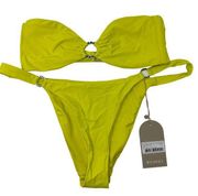 Meshki Melody Recycled Thick Strap Bikini M/L Diamante Trim Fresh Green *READ