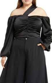 11 Honoré Women's Amel Long Sleeve Satin Crop Top