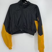 LF BLACK & GOLD VINTAGE VARSITY STYLE CROPPED JACKET SMALL