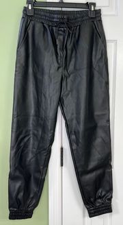  Faux Leather Black Jogger Pants