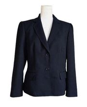 Nine West Blazer Dark Navy Blue Two Button Front Pockets Career Blazer Size 12