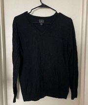 Worthington Black V Neck Sweater Sz L