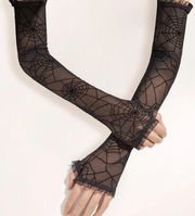 Halloween Spider Web Gothic Fingerless Gloves