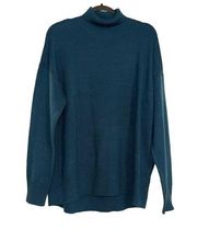 NWOT Nordstrom Merino Wool Blend Cowl Neck Teal Sweater LARGE