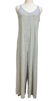 Athleta Nighttime Bliss Sleep V Neck Romper Heather Gray Wide Leg 981316