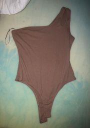 Brown One Shoulder Bodysuit 