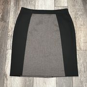 Career Pencil Skirt Black and Gray Geometric Panel Size 12