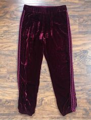 Johnny Was • Aurora velvet joggers Das maroon wine silk cropped pant burgundy