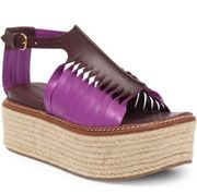 Ulla Johnson Valencia Platform Espadrille Sandal Purple Leather