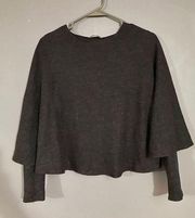 Zara W/B Collection Charcoal Poncho Cape Sweater Size Medium