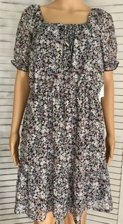 Black Floral Dress, XL