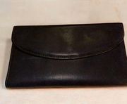 Mundi Blue Trifold Leather Wallet with Checkbook Back Zip Clutch  NWT