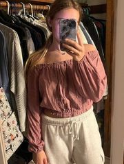 Aeropostale  pink off the shoulders, long sleeves top/blouse size small