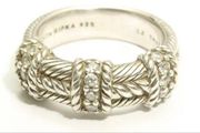 Judith Ripka Band Ring.‎ Sterling Silver with CZs. Size 6