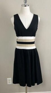 Diane von Furstenberg Black Dress Rossa V Neck Knit Sleeveless Fit & Flare Sz 8