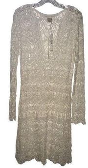 LOVE STICH BEACH COVER UP SIZE L BEIGE LACY KNITTED NWT GORGEOUS