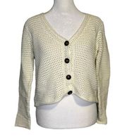 Joie white knit cropped cotton cardigan sweater size S