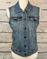 MAX JEANS Denim Vest Button Front-Small