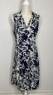 Mlle Gabrielle Womens Sleeveless Dress Blue Tropical Size Medium Beach V…