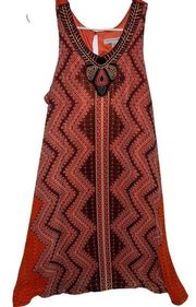 Madison Leigh Orange With Embroidered Tribal Pattern dress size 12