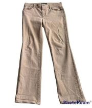 LRL Lauren Ralph Lauren Tan Khaki Jeans Size 8 Classic Straight Leather trim