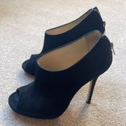 Jimmy Choo suede peep-toe platform heeled booties